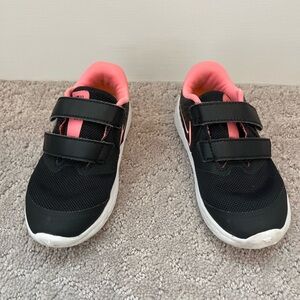 Kids Black and Pink Velcro Sneakers